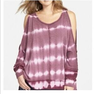 FREE PEOPLE Dandyline Tie Dye Cold Shoulder Terry Oversized Pullover SIZE SMALL